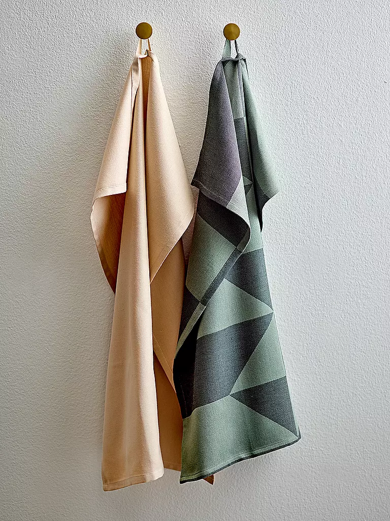SOEDAHL | Geschirrtücher Set 2tlg. 50x70cm TWIST Warm Taupe  | dunkelgrün