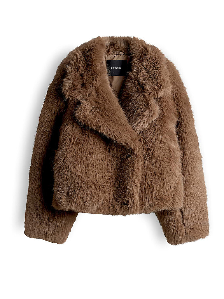 SOMEDAY Jacke in Felloptik VURLA hellbraun | 38