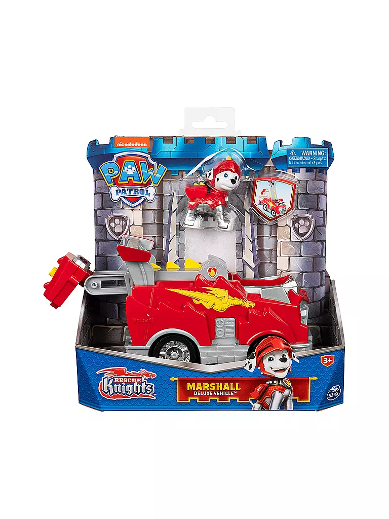 SPINMASTER | PAW Patrol Rescue Knights Basis Fahrzeug Spielzeugauto von Marshall mit Welpenfigur | keine Farbe