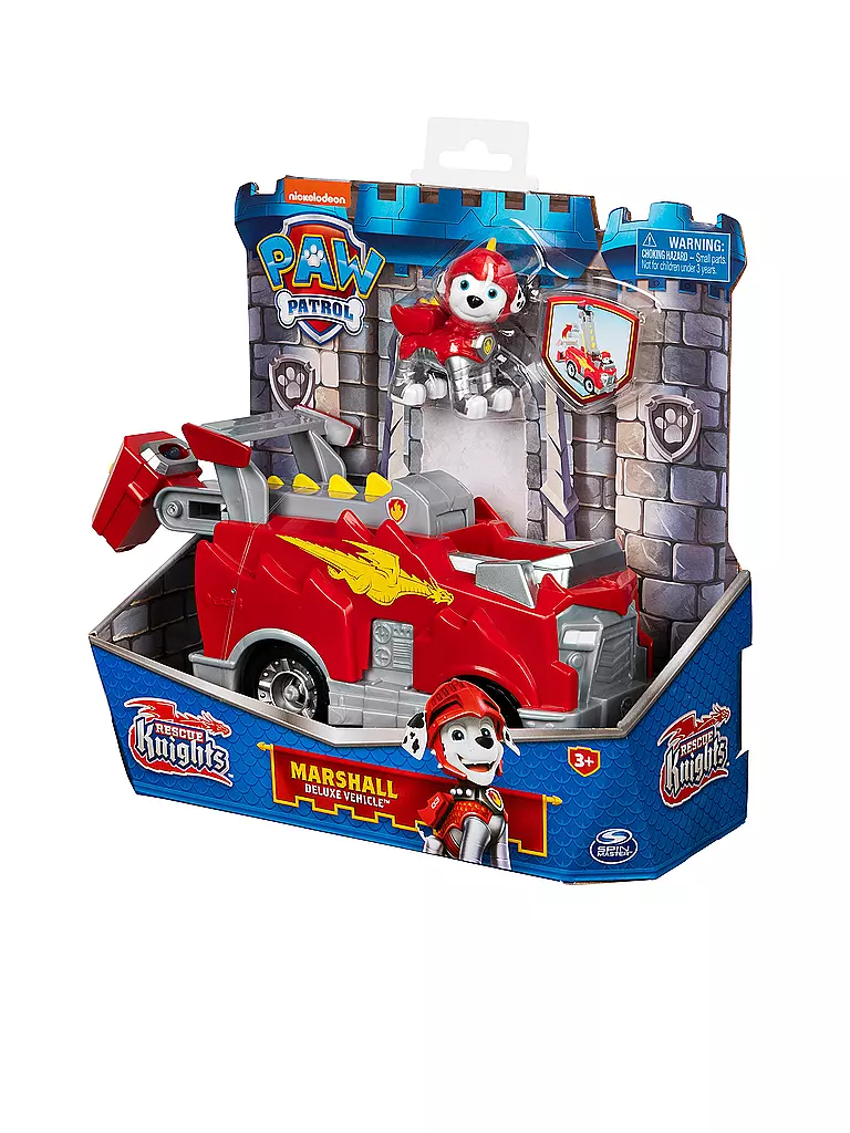 SPINMASTER | PAW Patrol Rescue Knights Basis Fahrzeug Spielzeugauto von Marshall mit Welpenfigur | keine Farbe