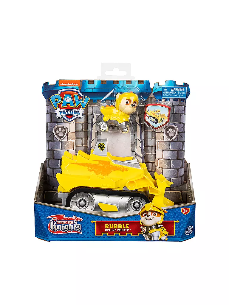 SPINMASTER | PAW Patrol Rescue Knights Basis Fahrzeug Spielzeugauto von Rubble mit Welpenfigur | keine Farbe