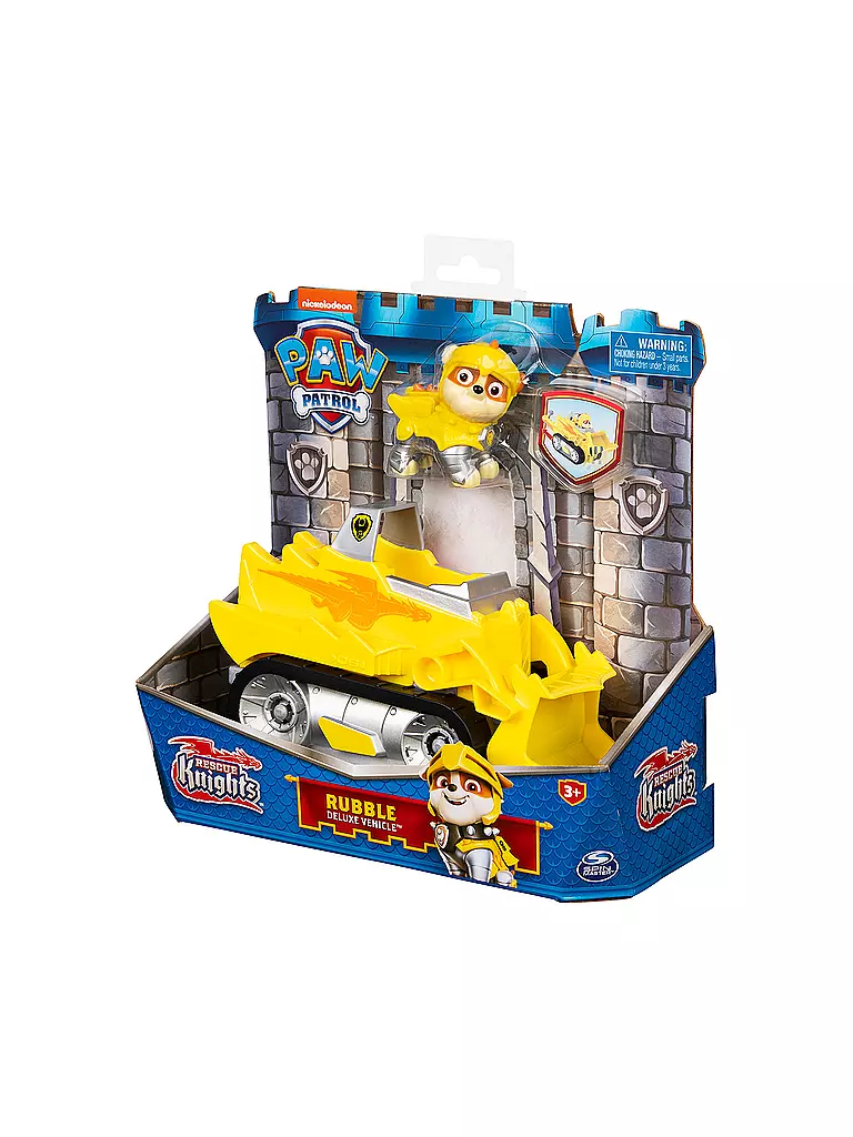 SPINMASTER | PAW Patrol Rescue Knights Basis Fahrzeug Spielzeugauto von Rubble mit Welpenfigur | keine Farbe