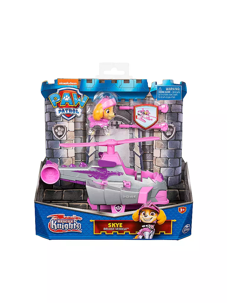 SPINMASTER | PAW Patrol Rescue Knights Basis Fahrzeug Spielzeugauto von Skye mit Welpenfigur | keine Farbe