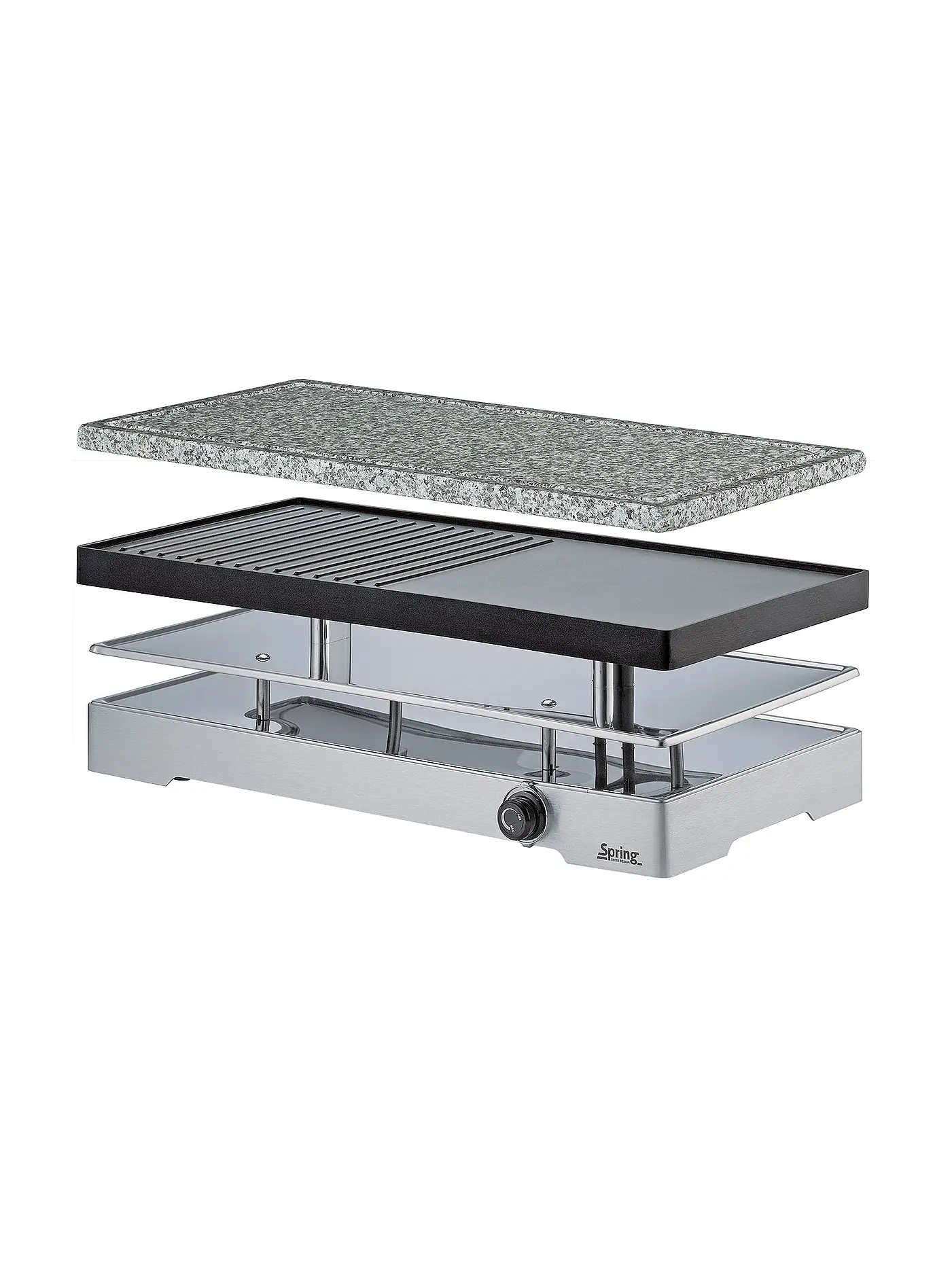 SPRING | RACLETTE8 CLASSIC DUO - Raclette mit Alugrillplatte + Granitstein | silber