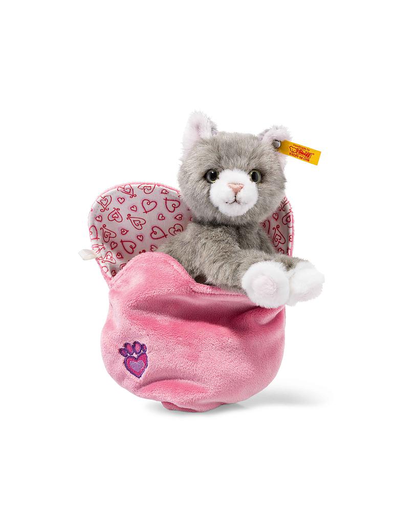 STEIFF | Cindy Katze im Herzbeutel grau/gestreift 14cm | keine Farbe
