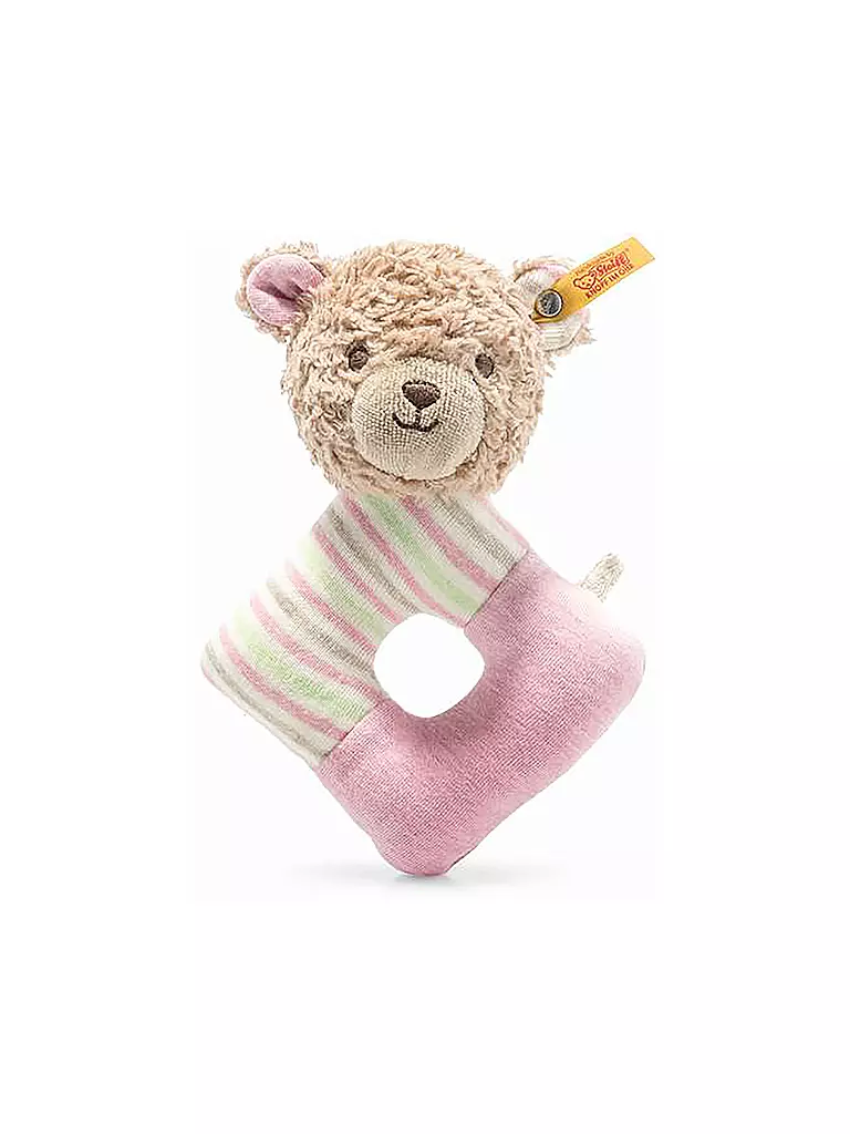 STEIFF | GOTS Rosy Teddybär Greifring mit Rassel  | rosa