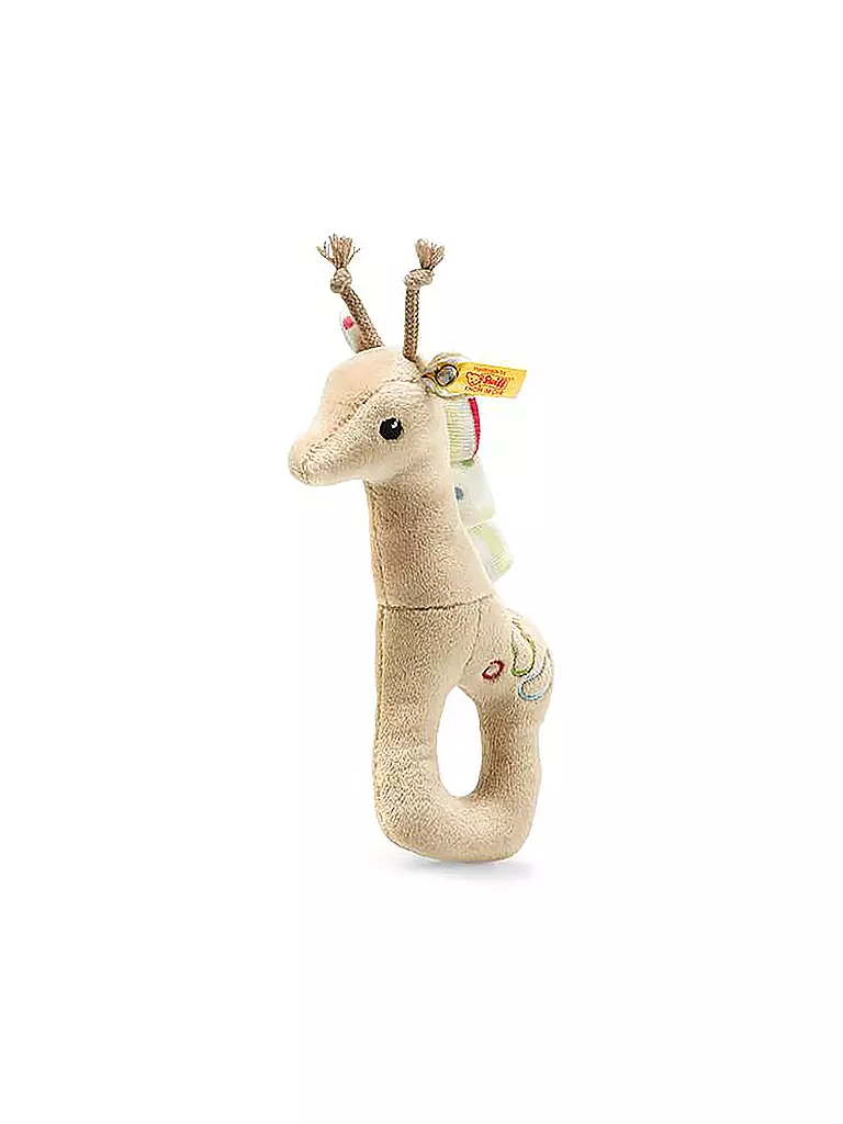 STEIFF | Wild Sweeties Tulu Giraffe Greifring mit Rassel und Knisterfolie   | beige