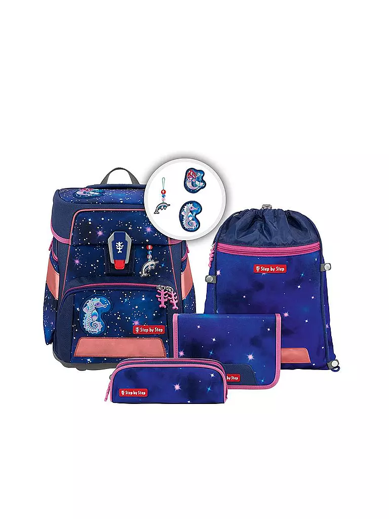 STEP BY STEP | Schultaschen Set 5tlg SPACE Reflect Star Seahorse Zoe | lila