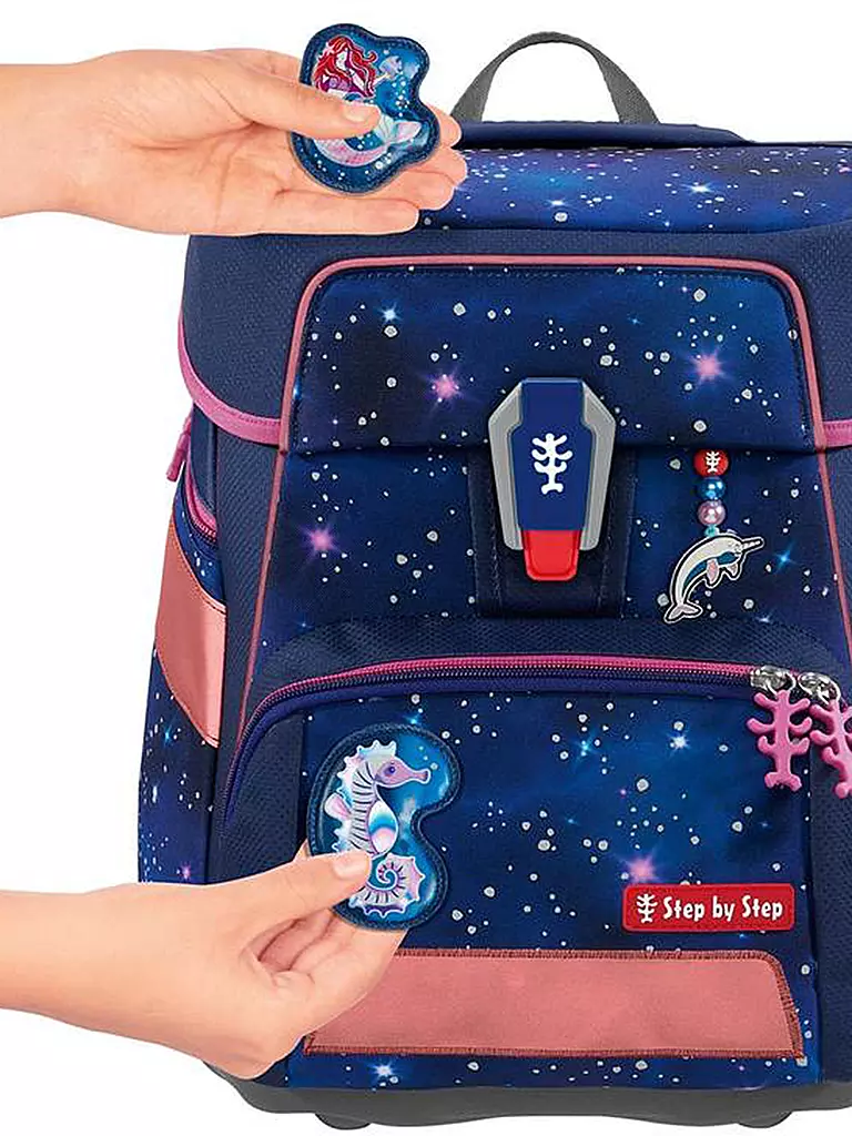 STEP BY STEP | Schultaschen Set 5tlg SPACE Reflect Star Seahorse Zoe | dunkelblau