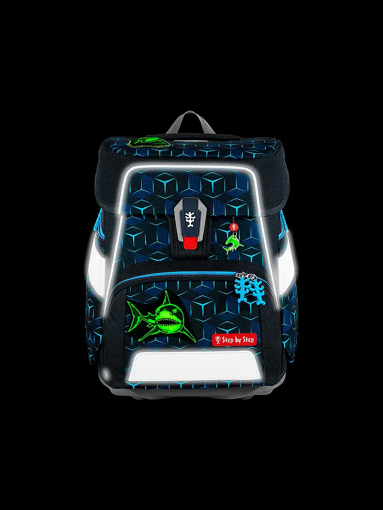 STEP BY STEP | Schultaschen Set 5tlg SPACE Shine Shark Dexte | Schwarz