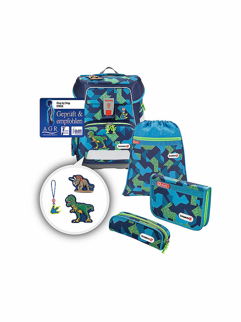 STEP BY STEP | SPACE Schultaschen-Set 5-tlg. "Schleich® Dinosaurier T-Rex" | blau