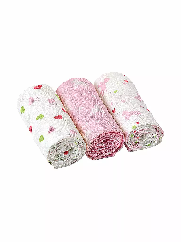 STERNTALER | Stoffwindeln - Mulltuch-Set 3er Pkg Pferd | rosa