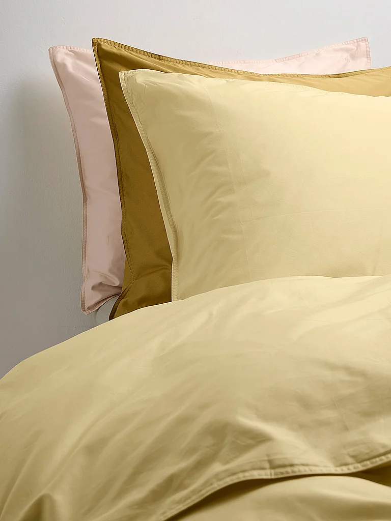 SUITE702 Parure de lit en satin 70x90cm / 140x200cm Crème au beurre jaune