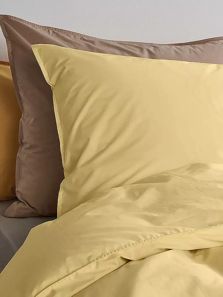 SUITE702 | Perkal Bettwäsche 70x90cm/140x200cm Butter Yellow | hellgrau