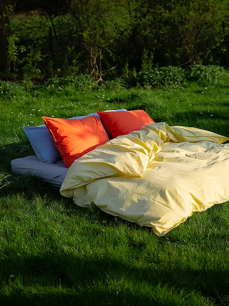 SUITE702 | Perkal Bettwäsche 70x90cm/140x200cm Butter Yellow | hellgrau