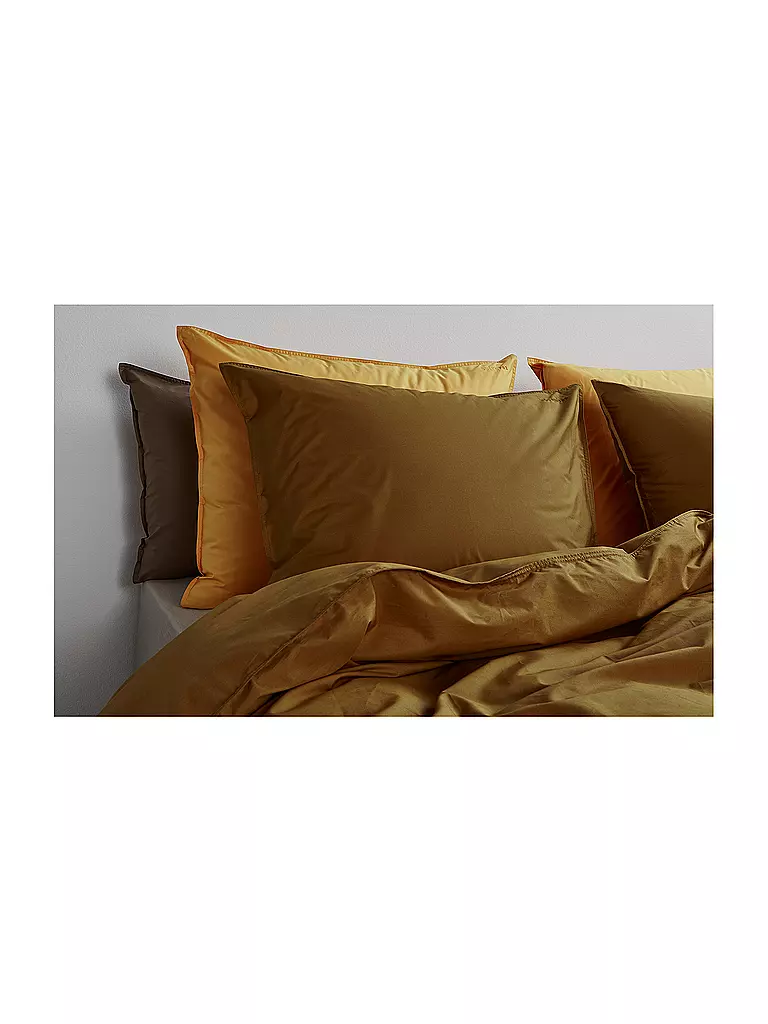 SUITE702 | Perkal Bettwäsche 70x90cm/140x200cm Khaki Gold | hellgrau