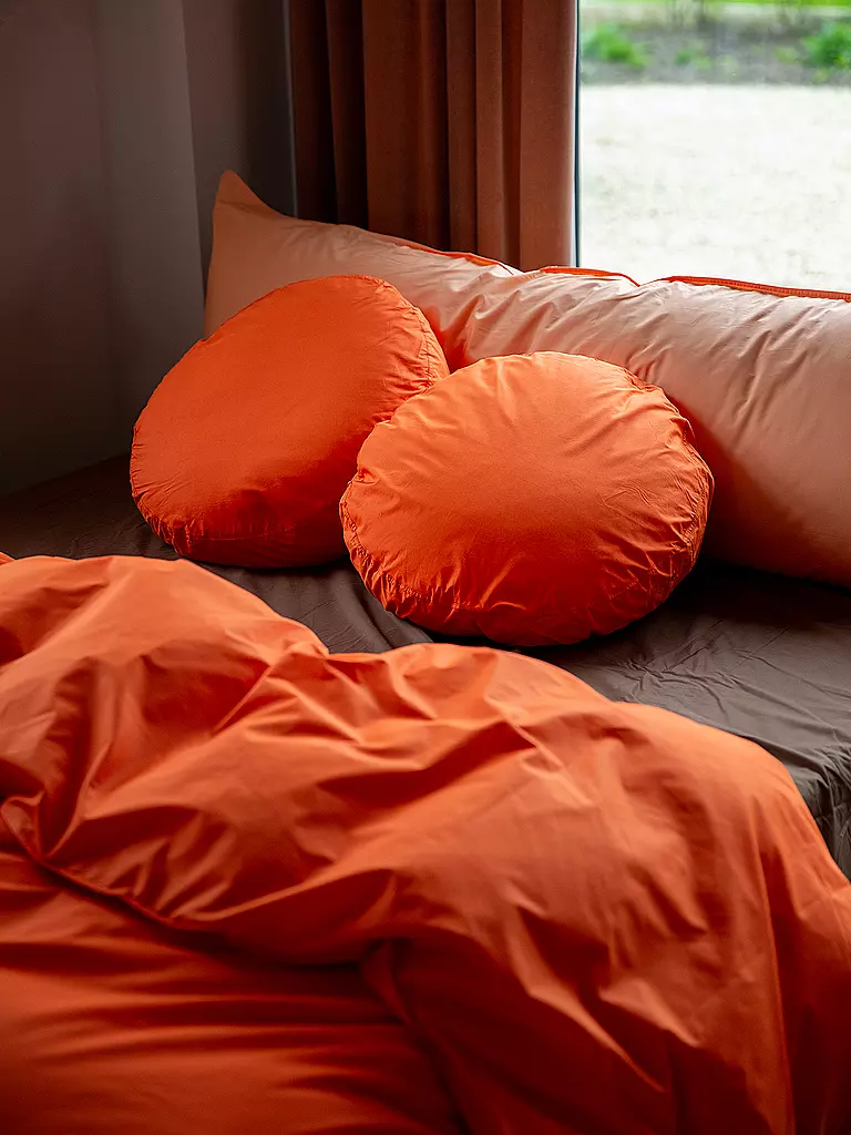 SUITE702 | Perkal Bettwäsche 70x90cm/140x200cm Poppy Orange | hellgrau