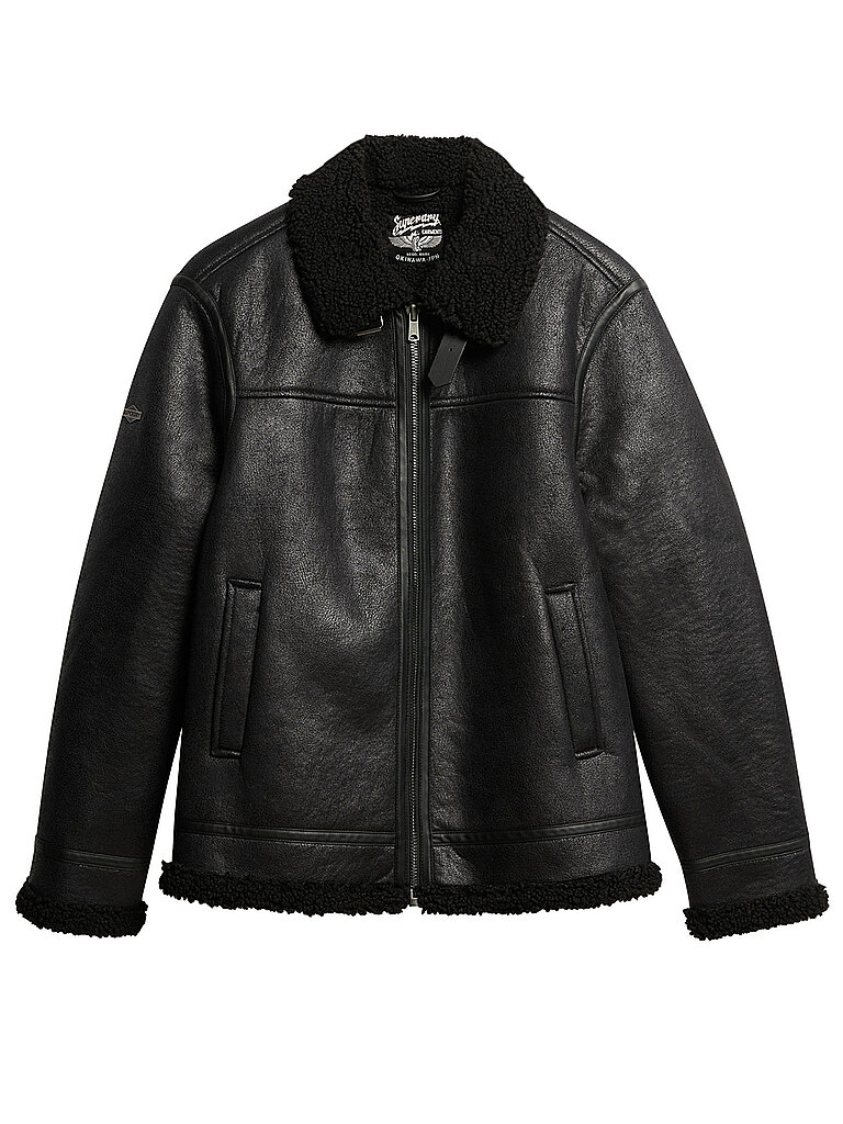 SUPERDRY Blouson in Lederoptik  schwarz | L