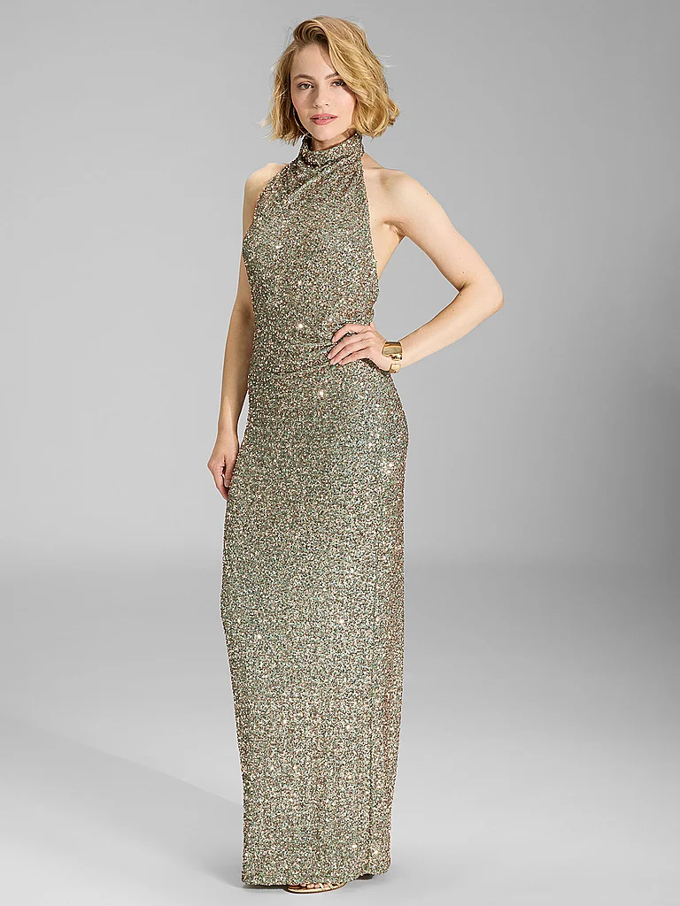 Swing 40 Dark Green Metallic Jersey Evening Dress 4