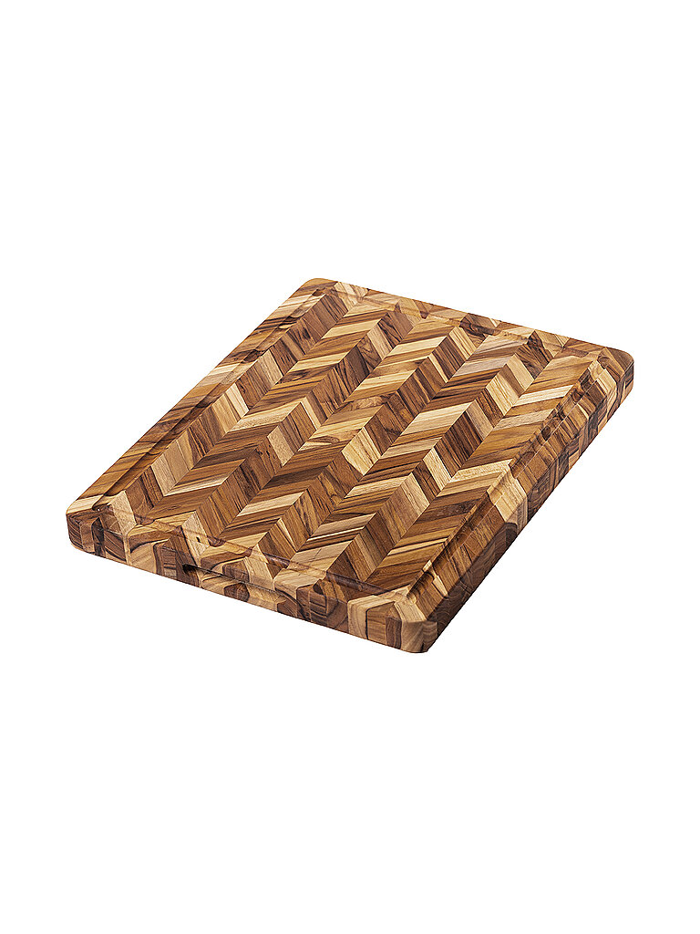 TEAKHAUS Schneidebrett Herringbone extra Dick 41x30,5cm Teakholz braun