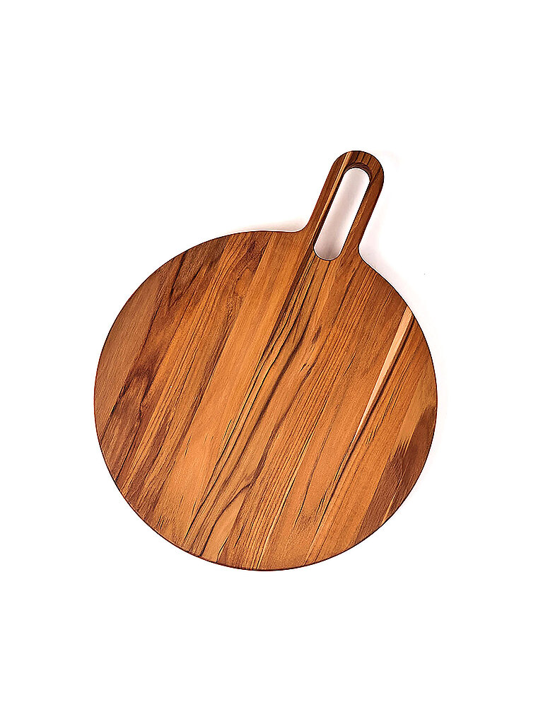 TEAKHAUS Servierbrett mit langem Griff rund 51cm BISTRO Teakholz braun