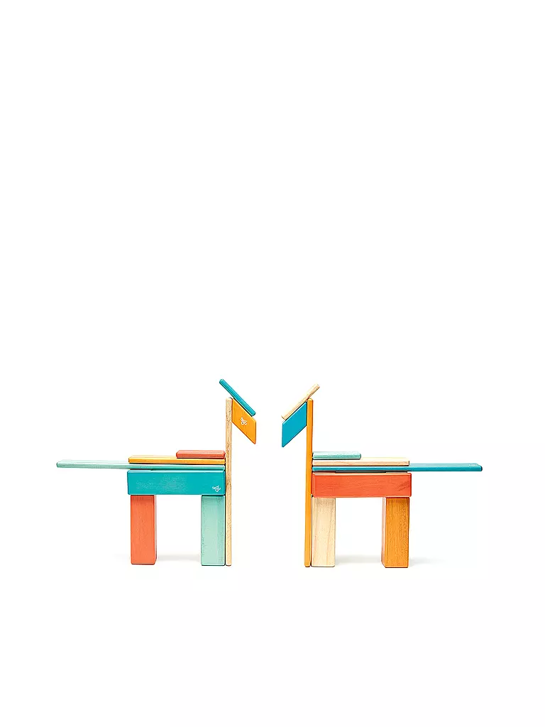 TEGU | 24 Magnetische Holzbausteine orange blau | keine Farbe