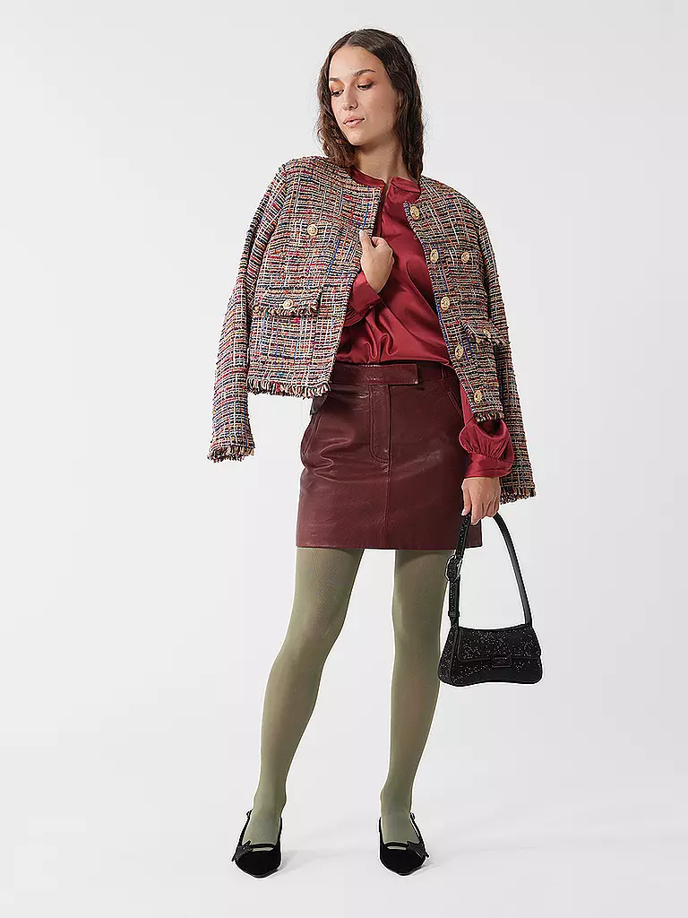 TELA | Leder Minirock | dunkelrot