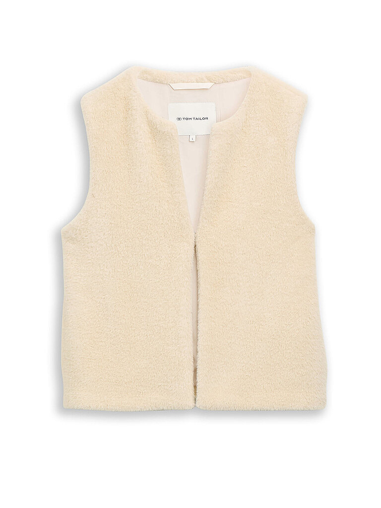 TOM TAILOR Gilet in Felloptik beige | XL