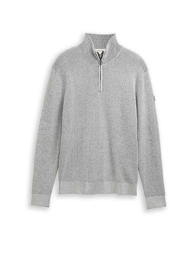 TOM TAILOR Troyer Pullover hellgrau | XXL