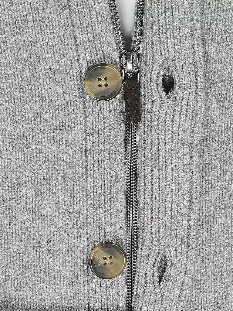 TOM RUSBORG | Kaschmir Strickjacke | hellgrau