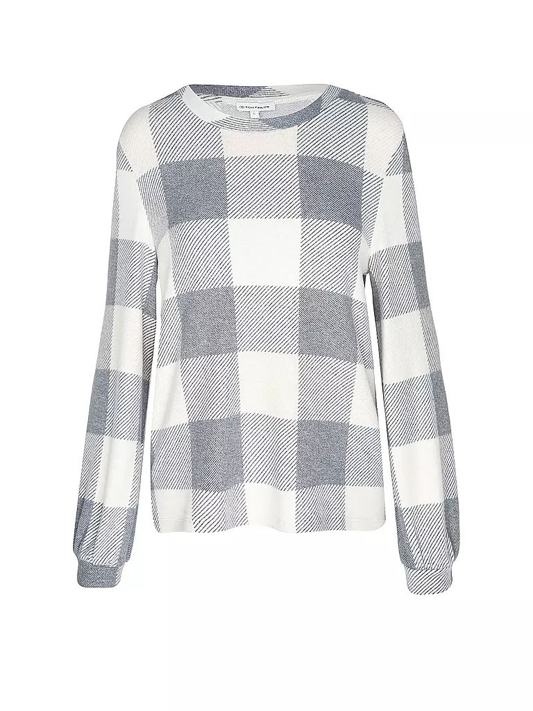 TOM TAILOR | Langarmshirt COSY CHECK | hellgrau
