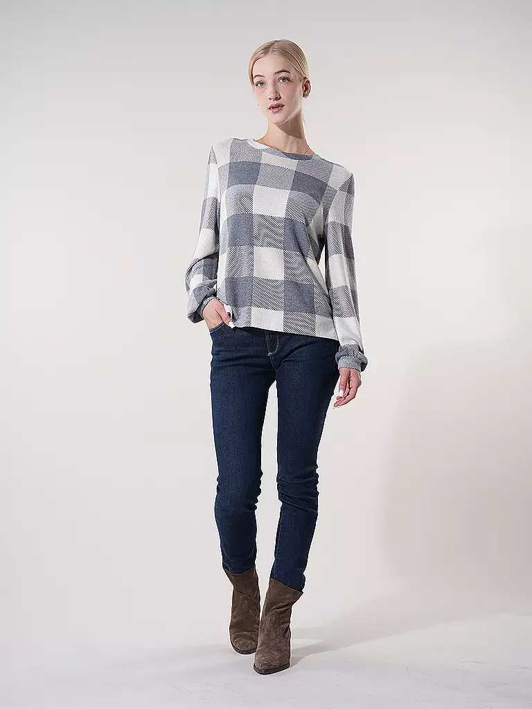 TOM TAILOR | Langarmshirt COSY CHECK | hellgrau