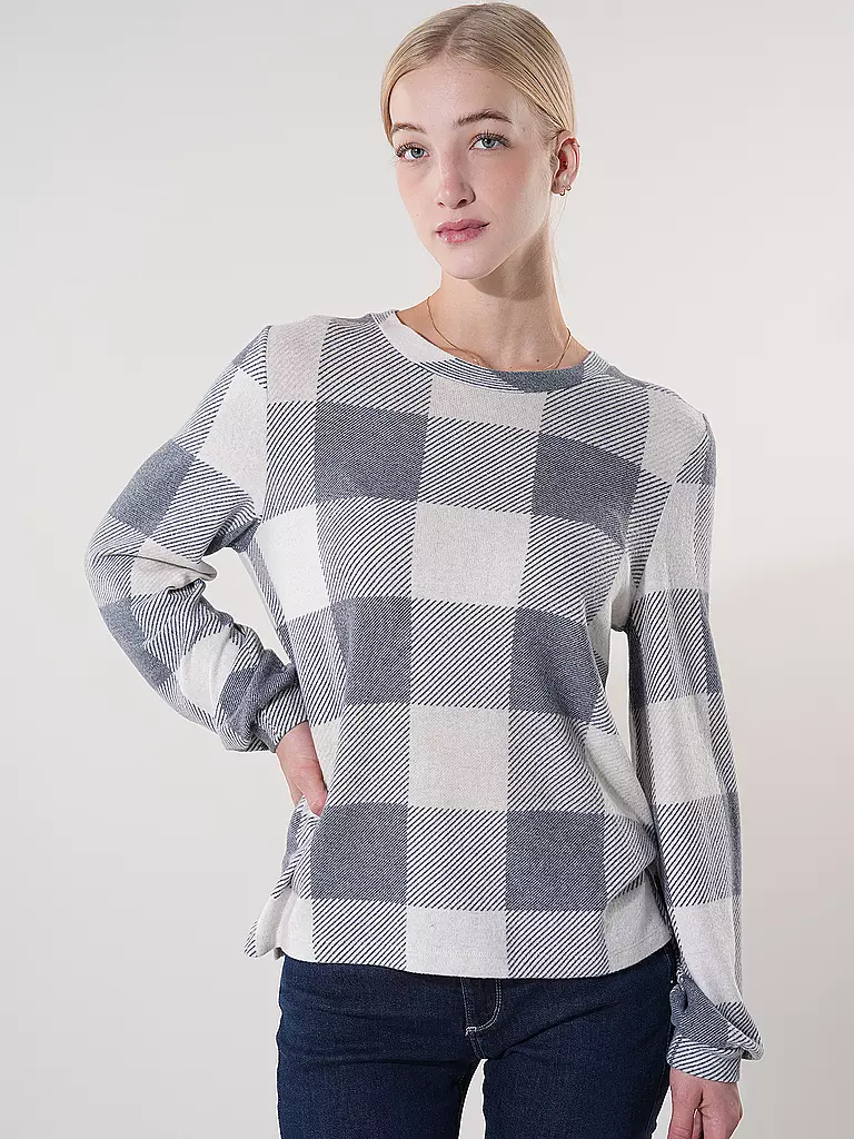 TOM TAILOR | Langarmshirt COSY CHECK | hellgrau