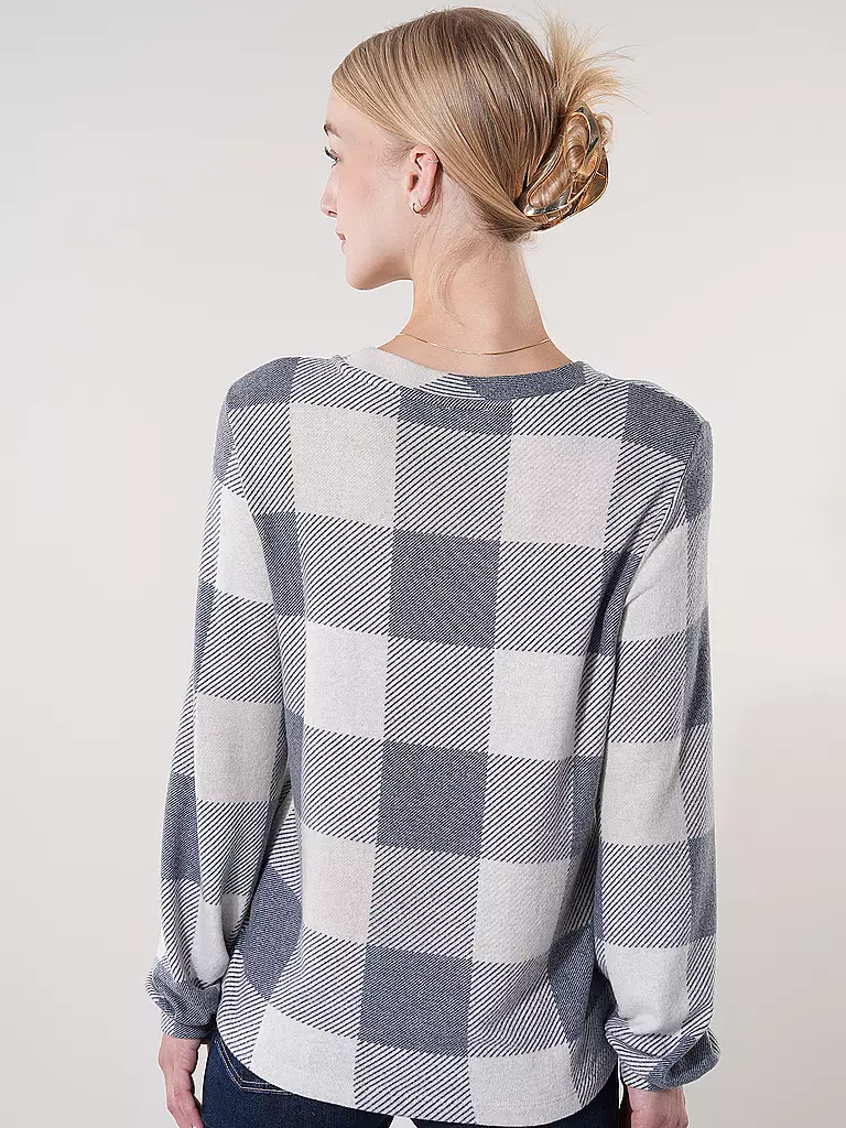 TOM TAILOR | Langarmshirt COSY CHECK | hellgrau