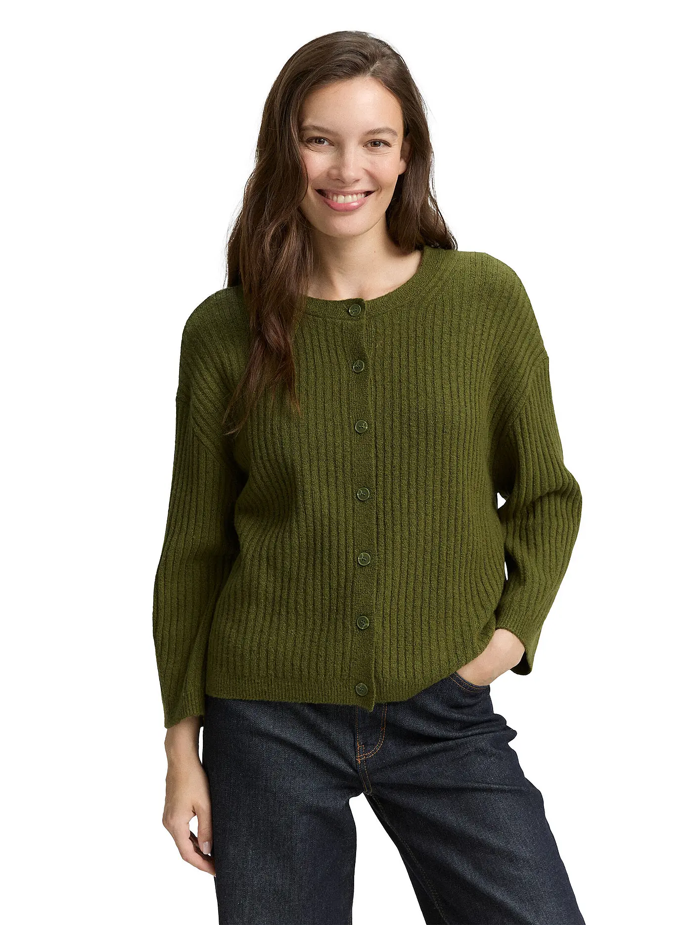 TOM TAILOR | Strickjacke  | grün