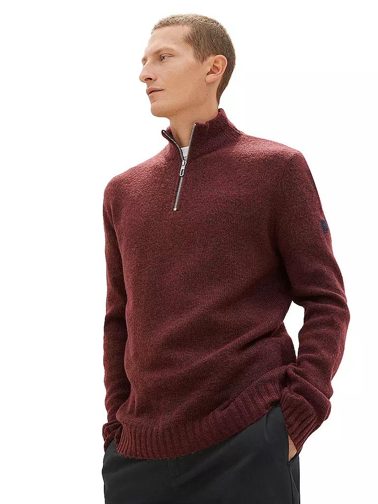 TOM TAILOR | Troyer Pullover  | dunkelrot