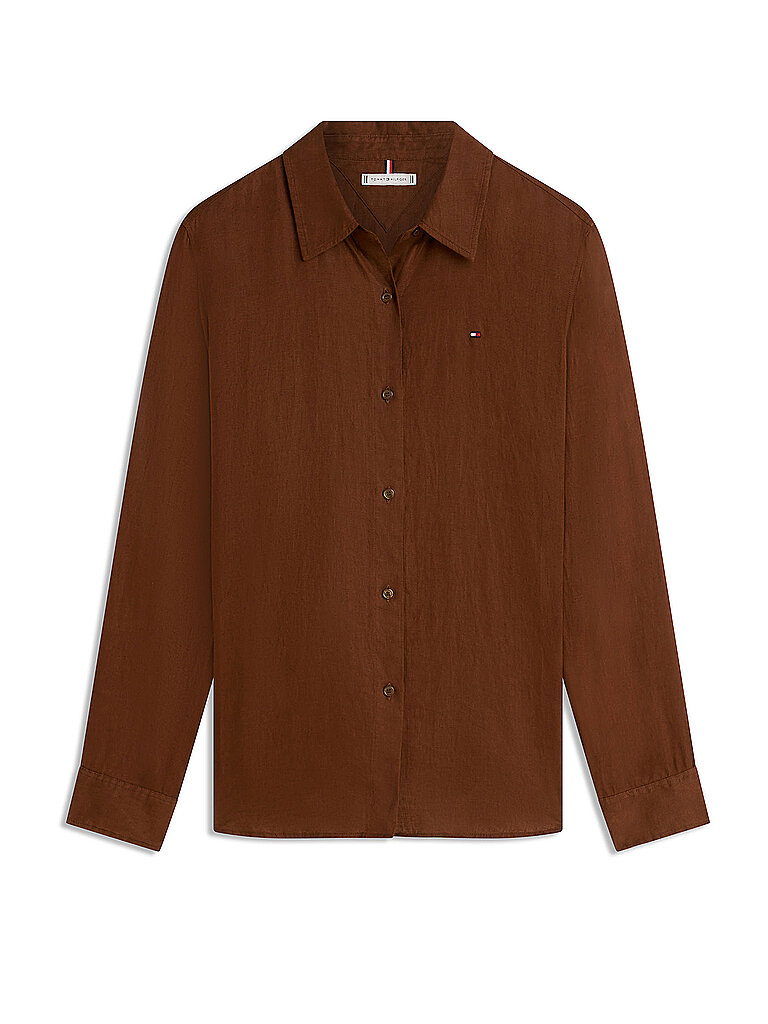 TOMMY HILFIGER Leinenbluse braun | 38