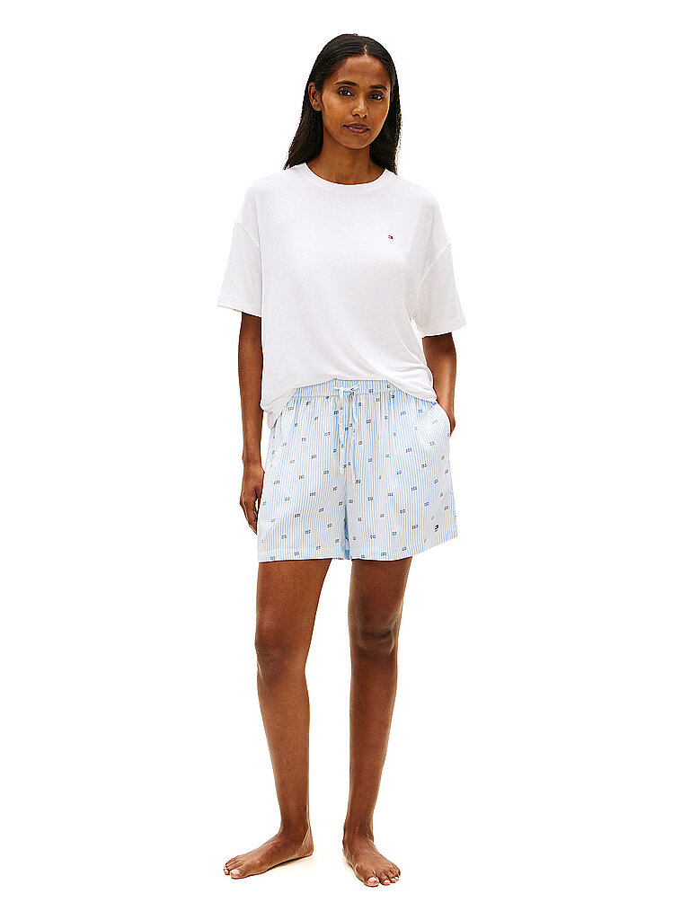 Pyjama Set 2-teilig T-Shirt und Shorts weiss S damen