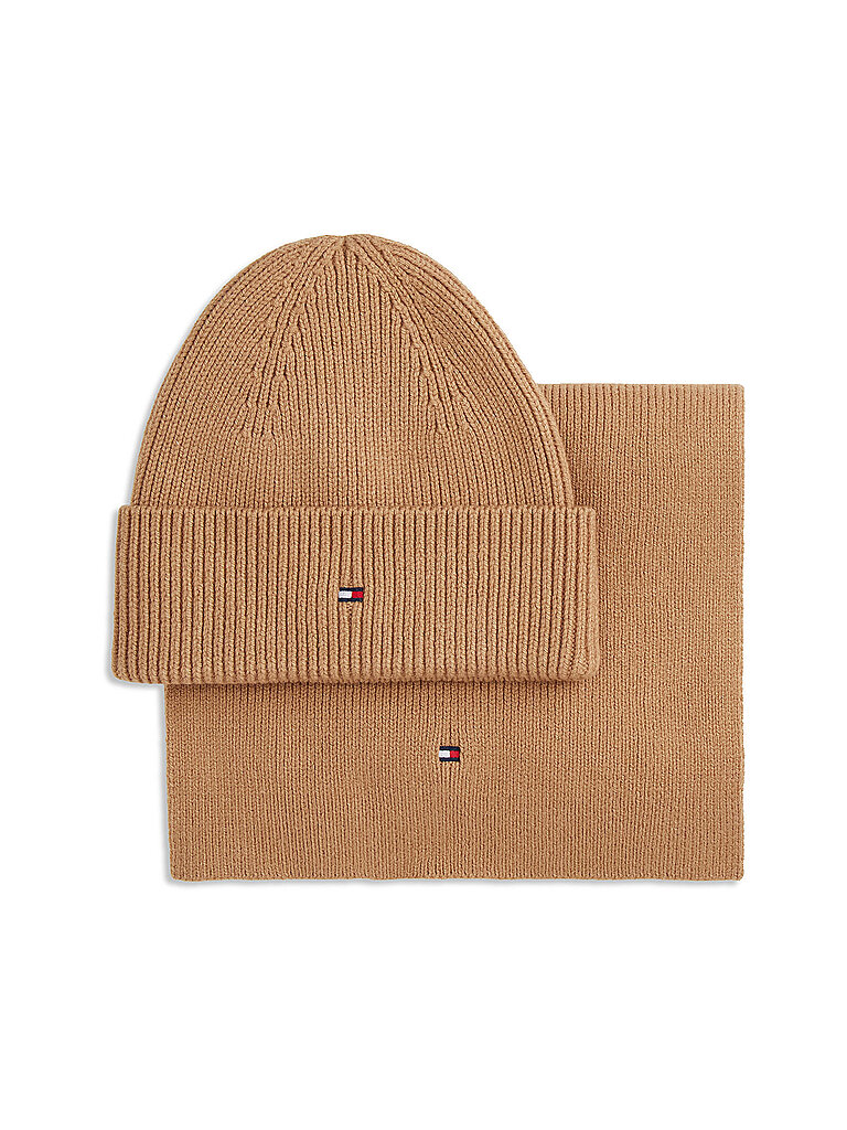 TOMMY HILFIGER Set 2-teilig Mütze und Schal camel