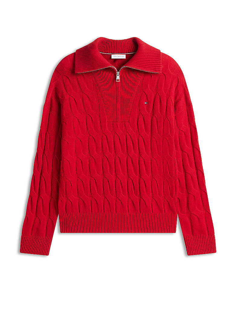 TOMMY HILFIGER Troyer Pullover  rot | XL