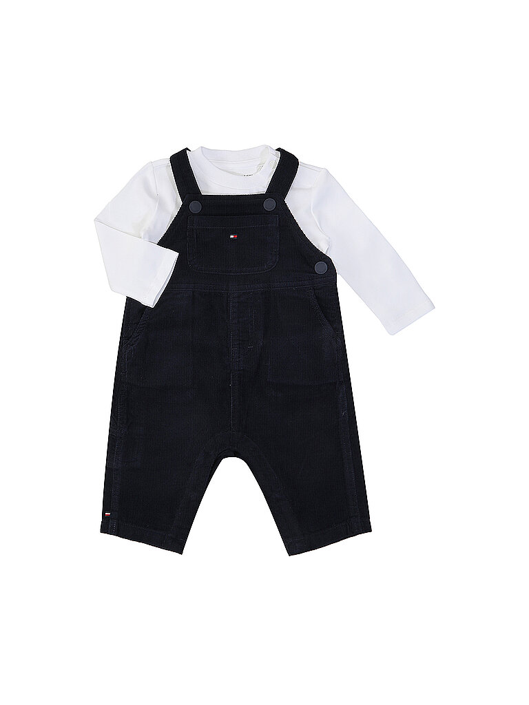 TOMMY HILFIGER Baby Set 2-teilig Langarmshirt und Latzhose dunkelblau | 80