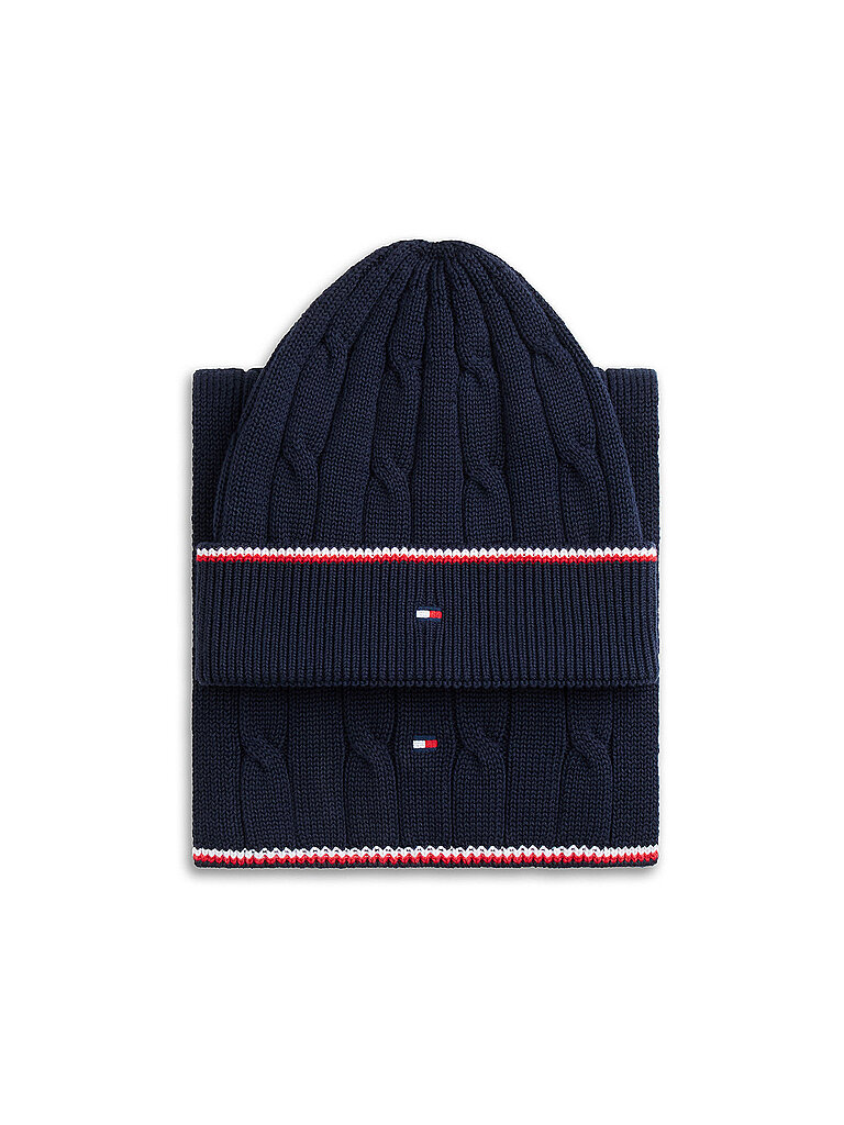 TOMMY HILFIGER Kinder Set 2-teilig Mütze und Schal dunkelblau