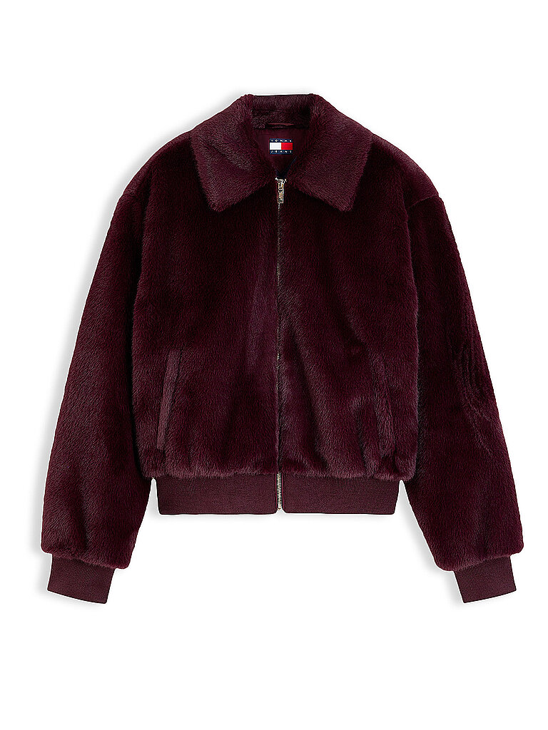 TOMMY JEANS Jacke in Felloptik beere | XS