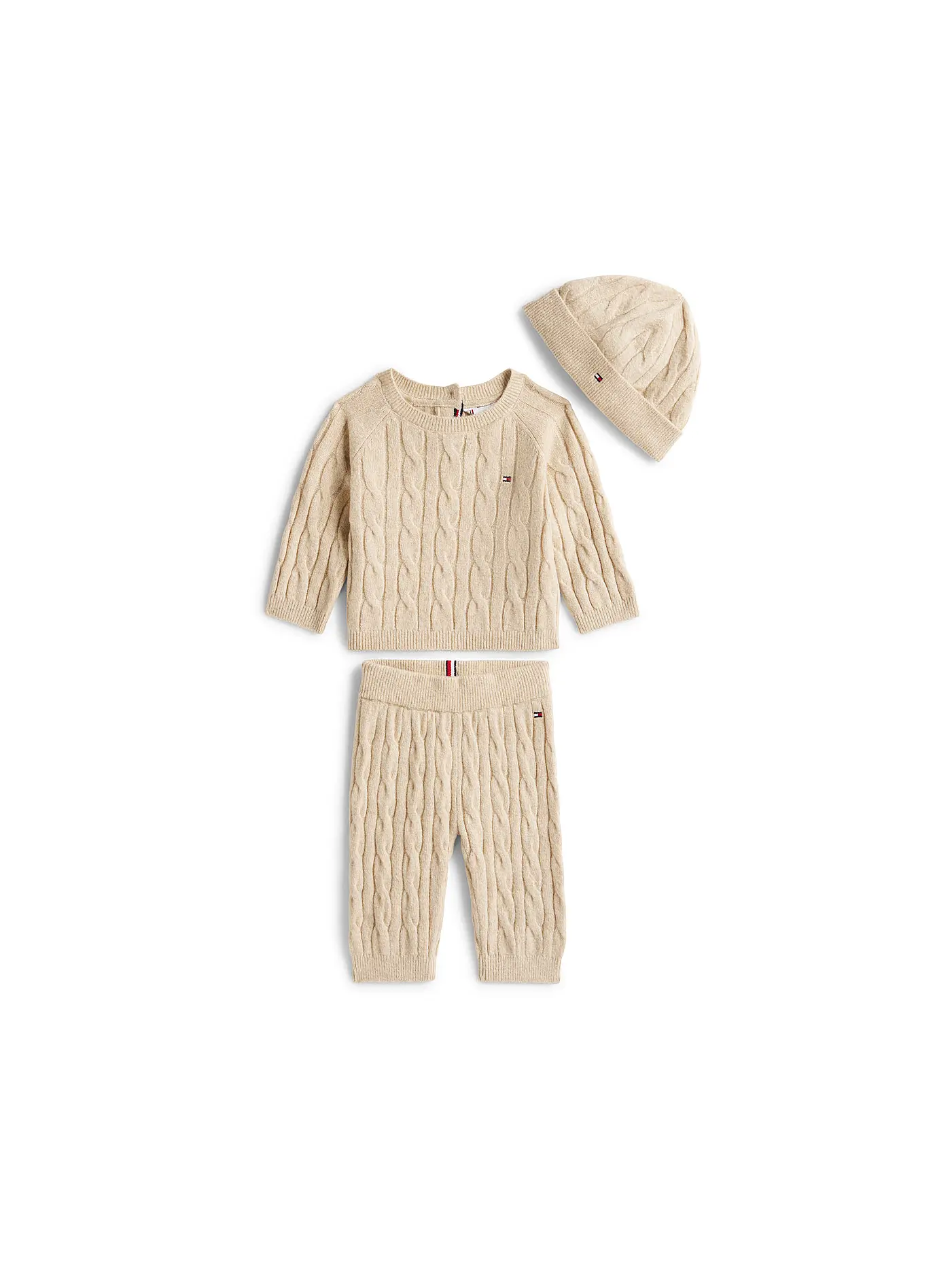 TOMMY HILFIGER | Baby Set 3-teilig Sweater, Hose und Mütze | beige