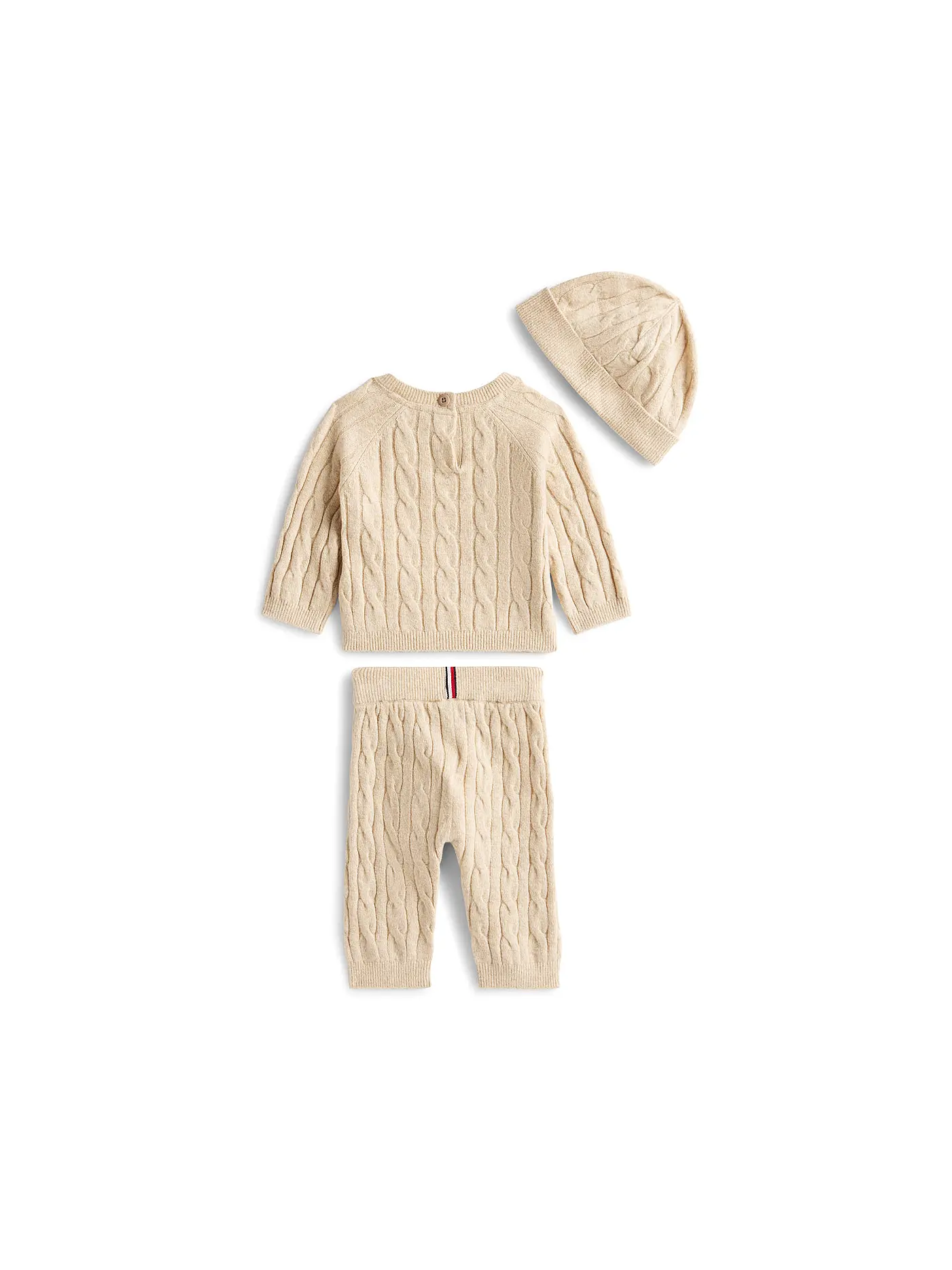 TOMMY HILFIGER | Baby Set 3-teilig Sweater, Hose und Mütze | beige