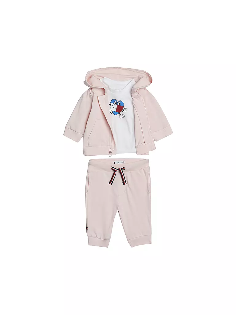 TOMMY HILFIGER | Baby Set 3tlg Sweatjacke, T-Shirt und Hose | rosa