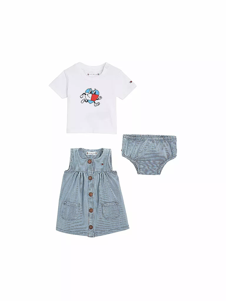 TOMMY HILFIGER | Baby Set Kleid T-Shirt Slip  | blau