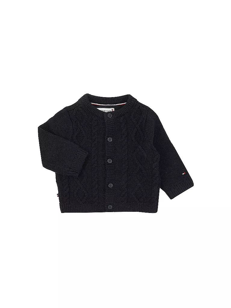 TOMMY HILFIGER | Baby Set Strickjacke, Strickhose und Mütze 3-teilig | blau