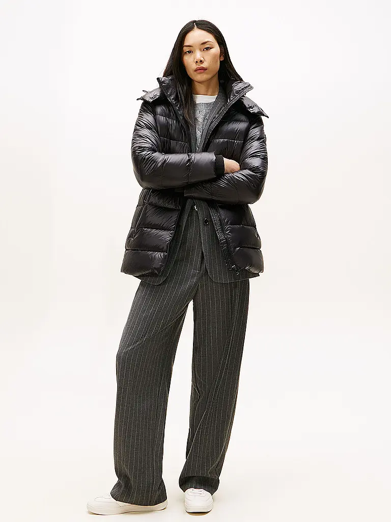 TOMMY HILFIGER | Daunensteppmantel | schwarz