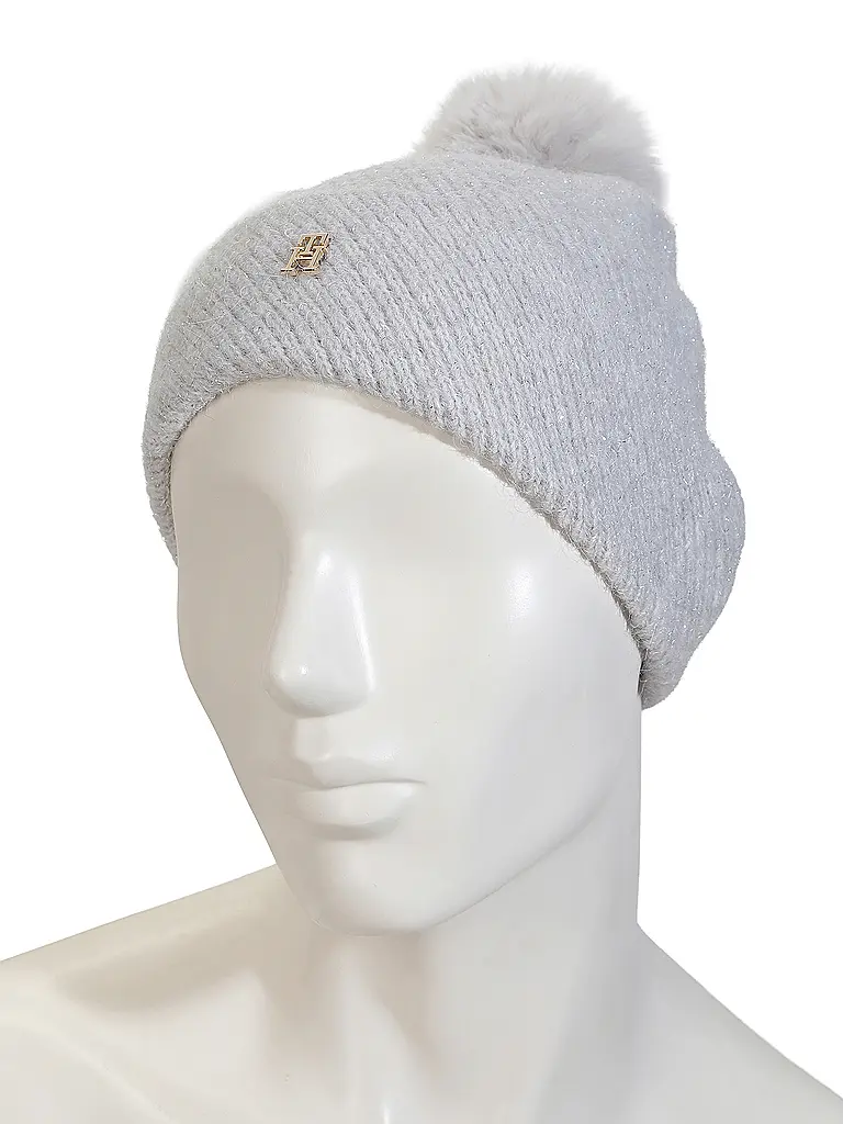 TOMMY HILFIGER | Geschenkset 2-teilig Mütze und Schal | Hellgrau